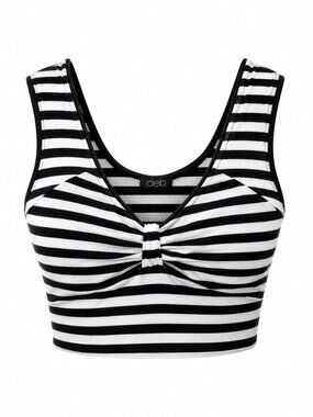 🛍️ 3/10 Deb Black & White Striped Bow Front Crop Top Size S